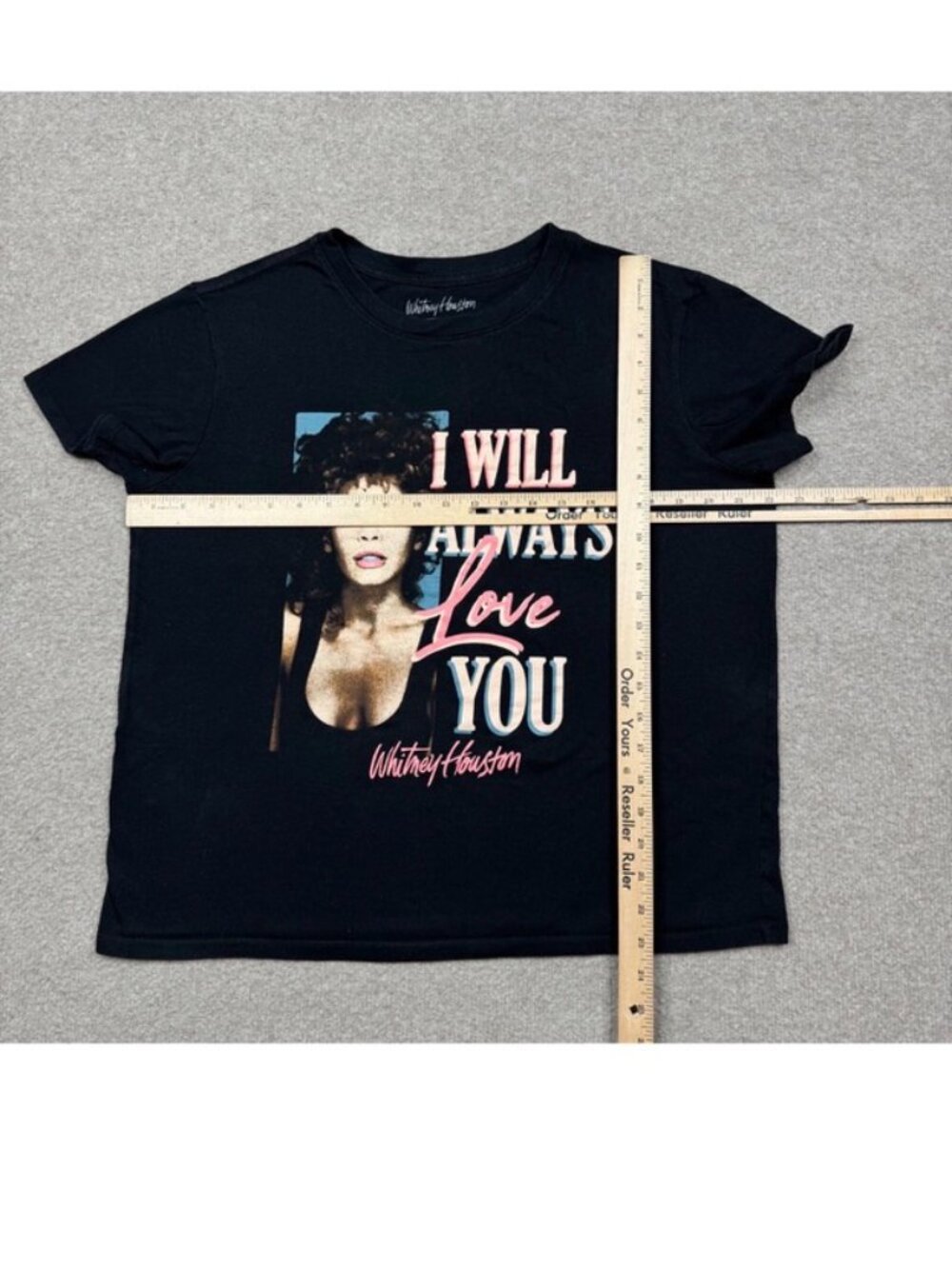 Whitney Houston Graphic T Shirt Womens Size XL Black Crop Short Sleeve Tee - Picture 3 of 3